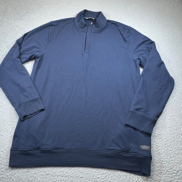 Travis Mathew Sweatshirt Men Large Blue Fleece Zip Pockets Golf Stretch Pullover - Picture 1 of 16